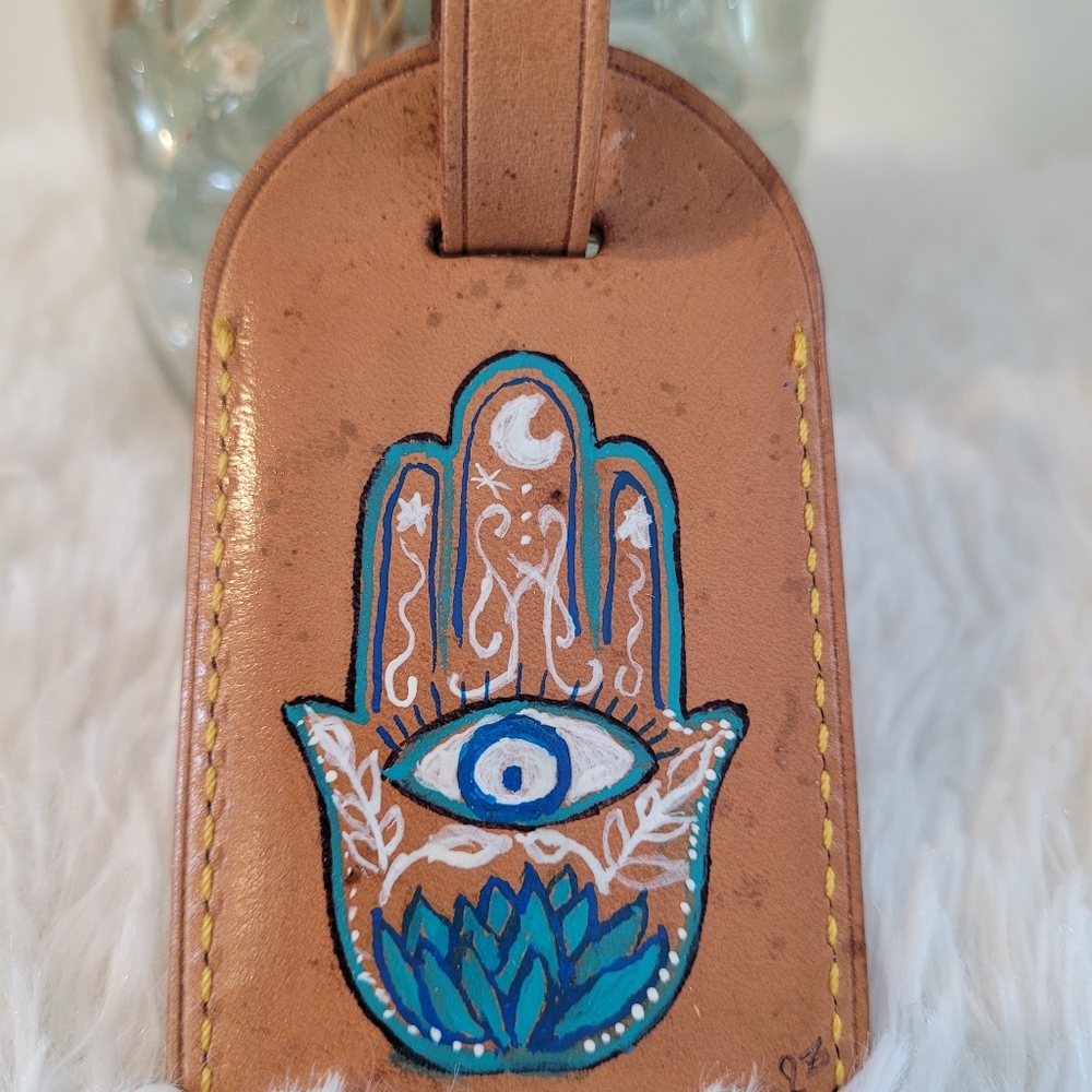 Louis Vuitton Custom Handpainted Luggage Tag, Hamsa Design - Picture 6 of 11